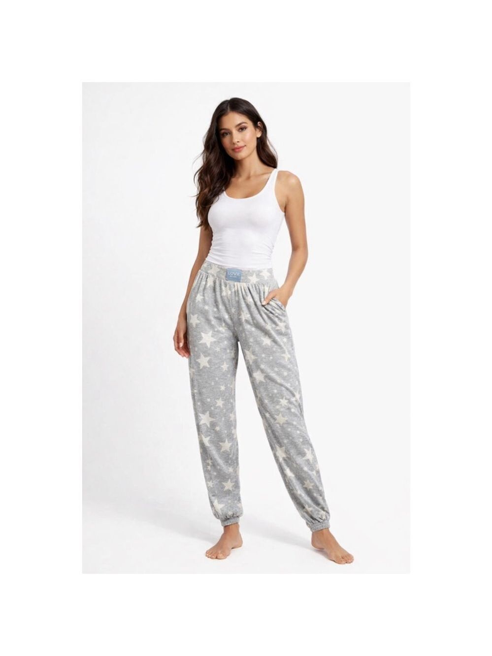 LOVE by GAP Star Print Jogger Pajama Pants Gray Small

Ultra-comfy and effortles